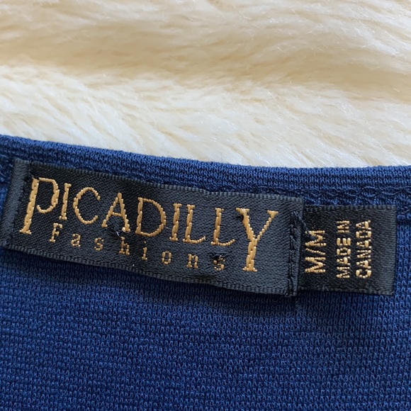 Piccadilly fashions navy blue brocade trim sweetheart tank top M - Picture 6 of 12